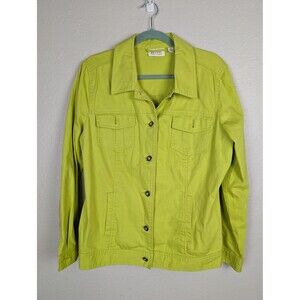 Denim & Co Jacket Womens Medium Neon Green Cotton Stretch
